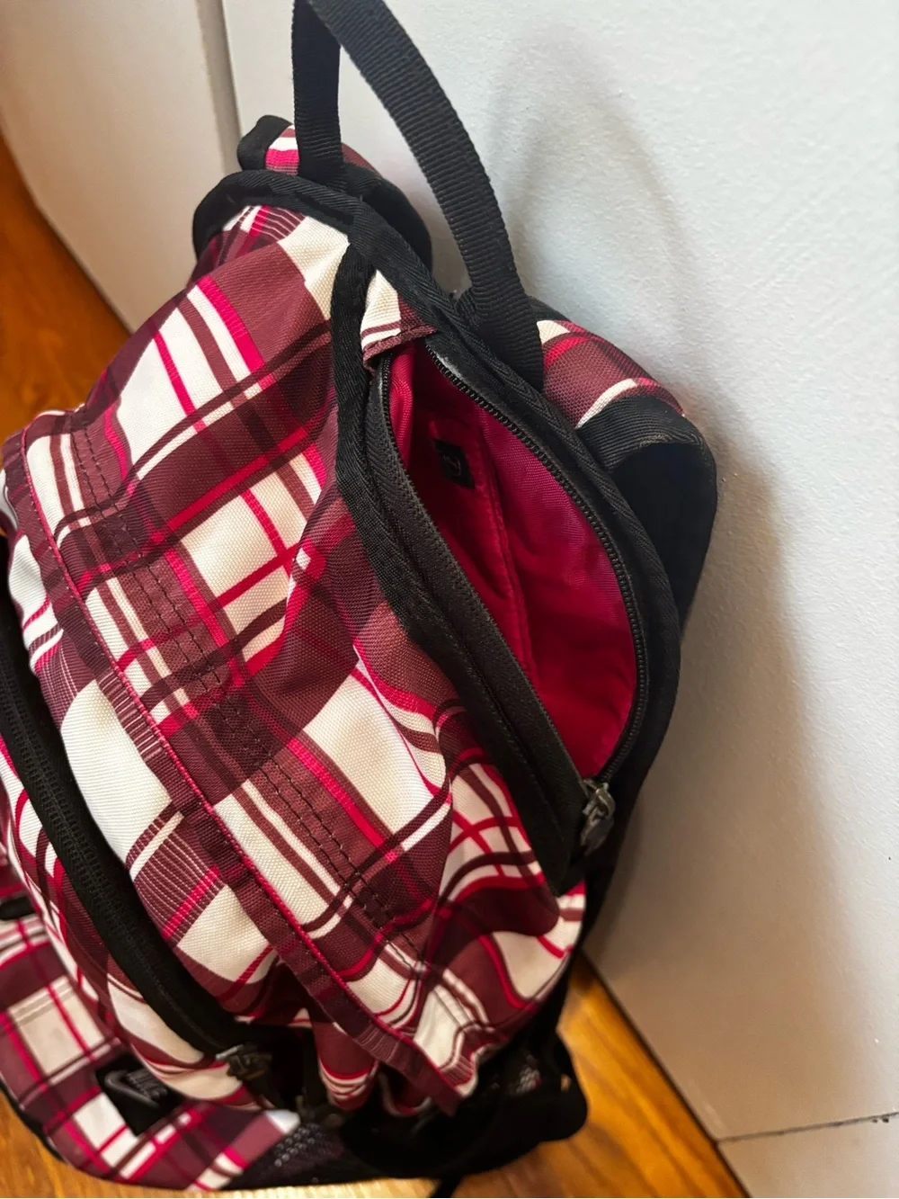 Nike White and Pink Plaid Men's Backpack